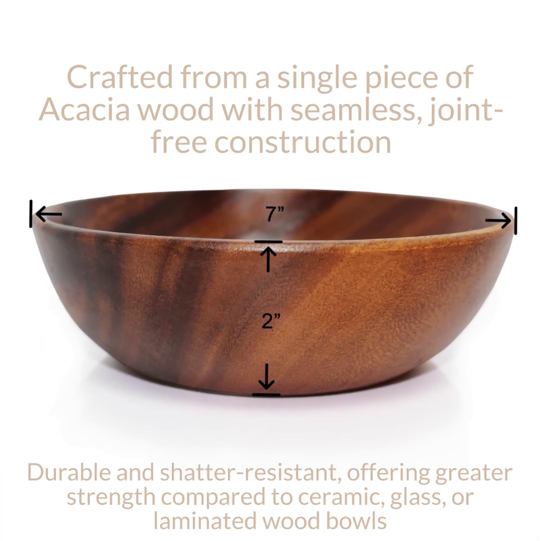 WRIGHTMART rustic acacia bowls on table for farmhouse charm