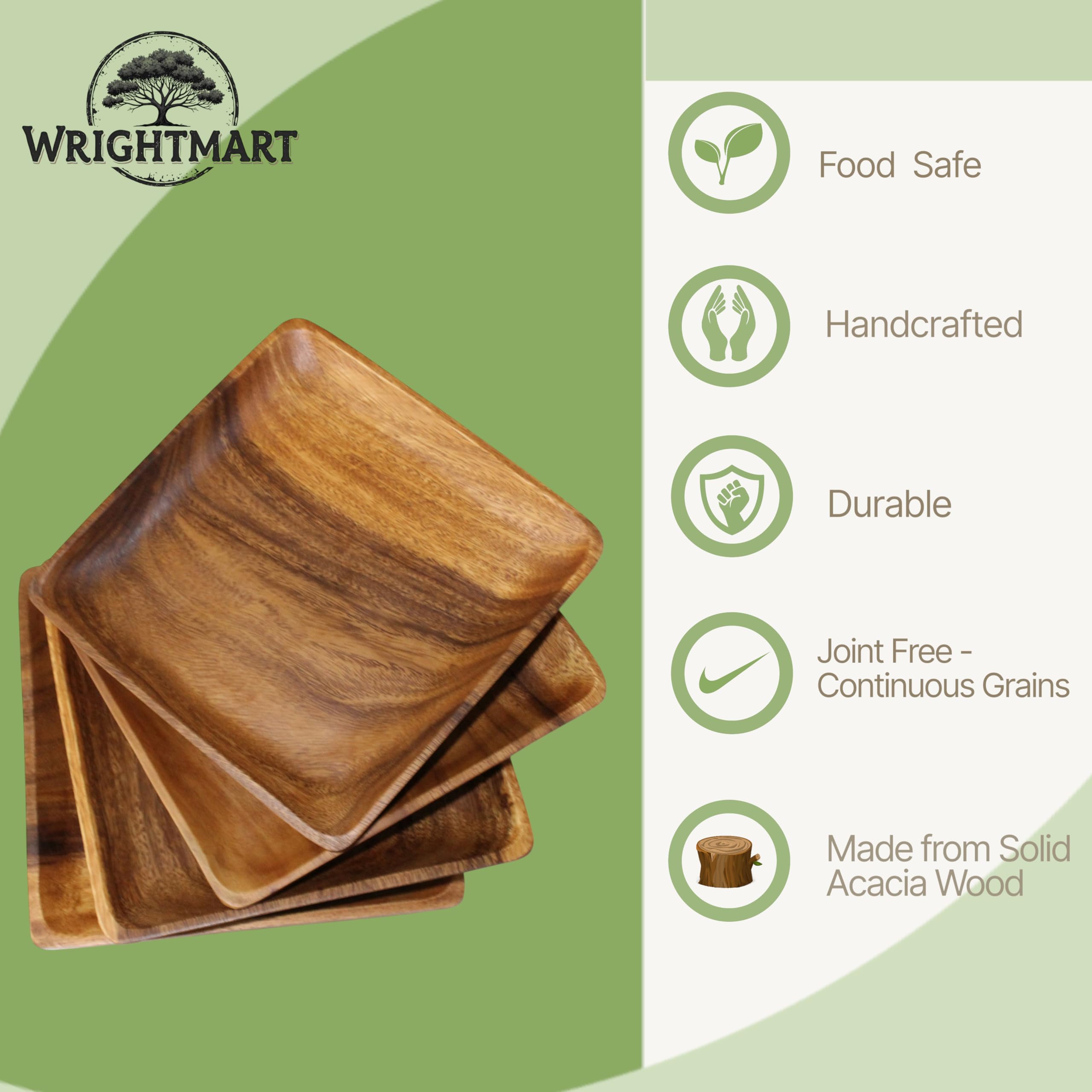 WRIGHTMART wooden plates stacked as stylish chargers for porcelain dishes.