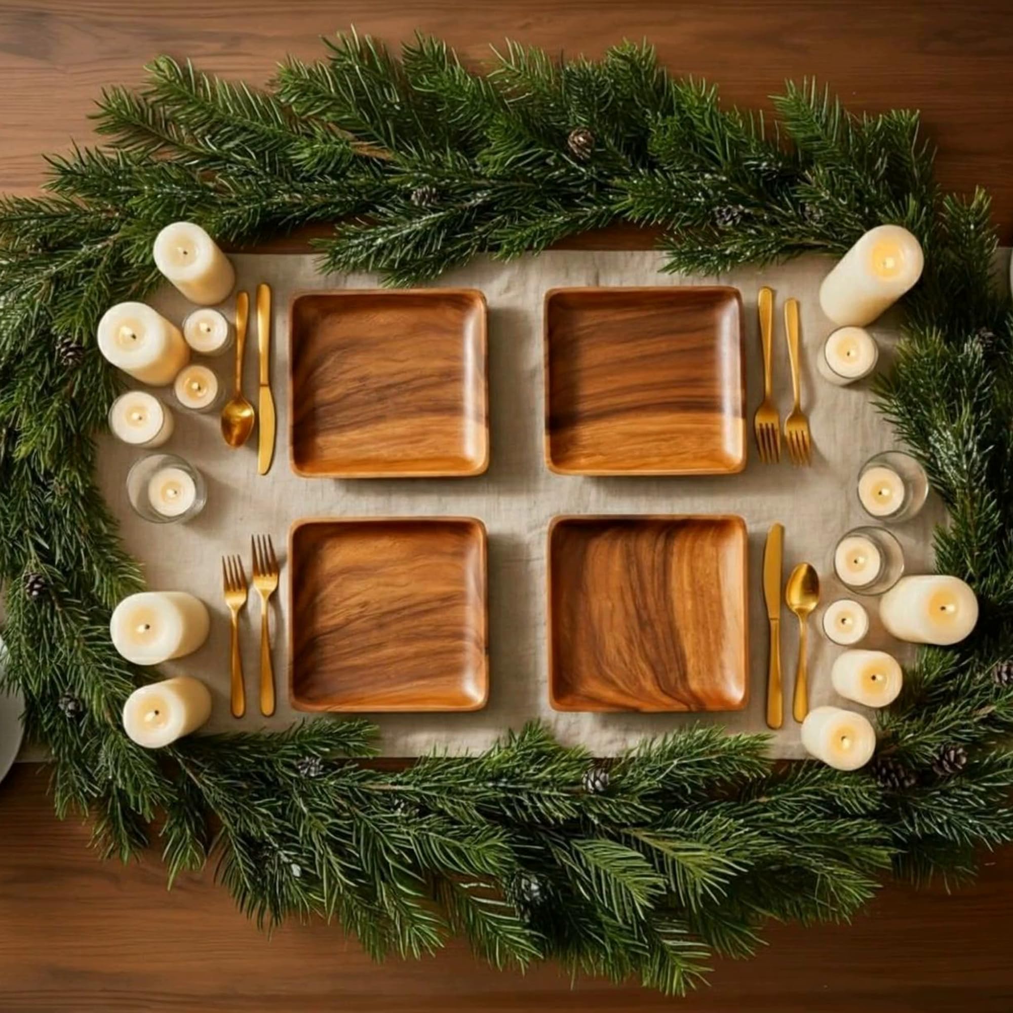 WRIGHTMART wooden plates showcase unique Acacia grain in charcuterie spreads.