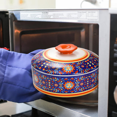 WRINGKIT tortilla warmer shown in kitchen safe for oven and microwave.