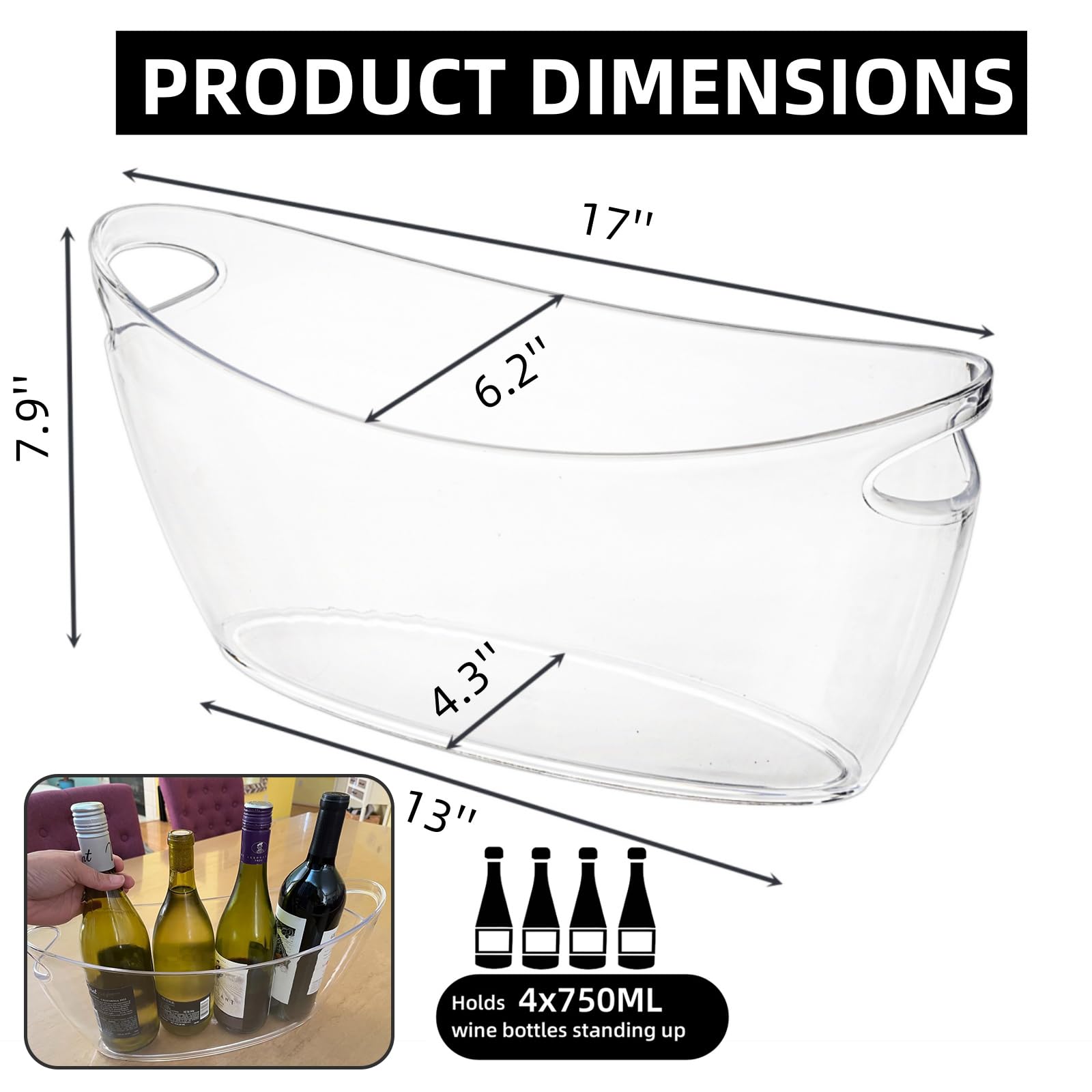Clear acrylic WRINGKIT bucket with built in handles for easy carrying