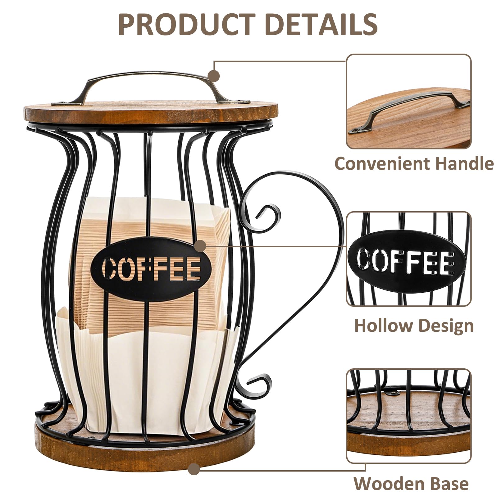 WRINGKIT rustic pod holder wood base adds warm decor.