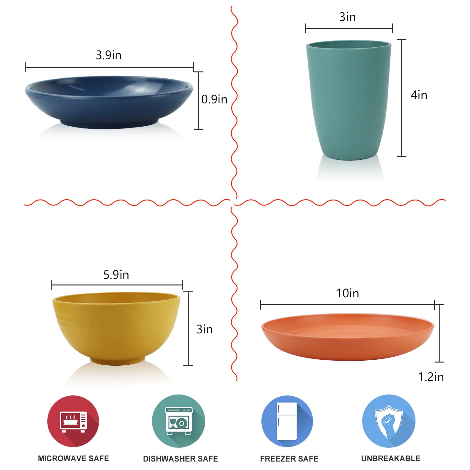 Wrova plates 10in deep edge, sturdy daily dining for kids.