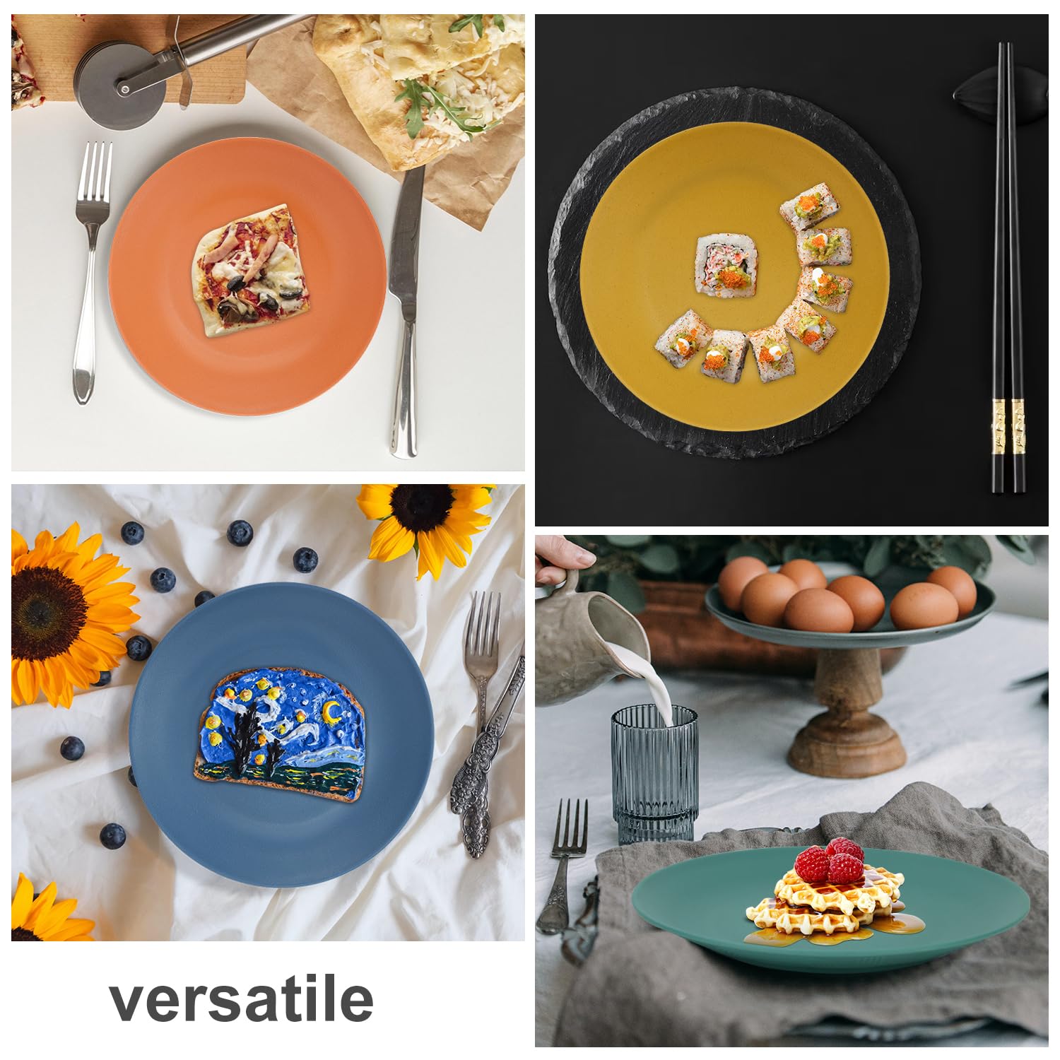 Wrova plates used for salads, appetizers, and desserts on a table