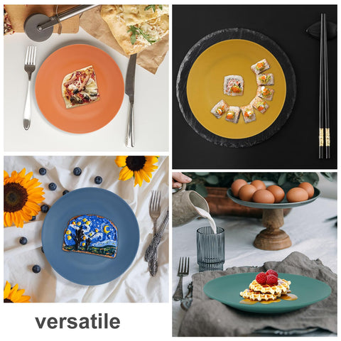 Wrova plates used for salads, appetizers, and desserts on a table