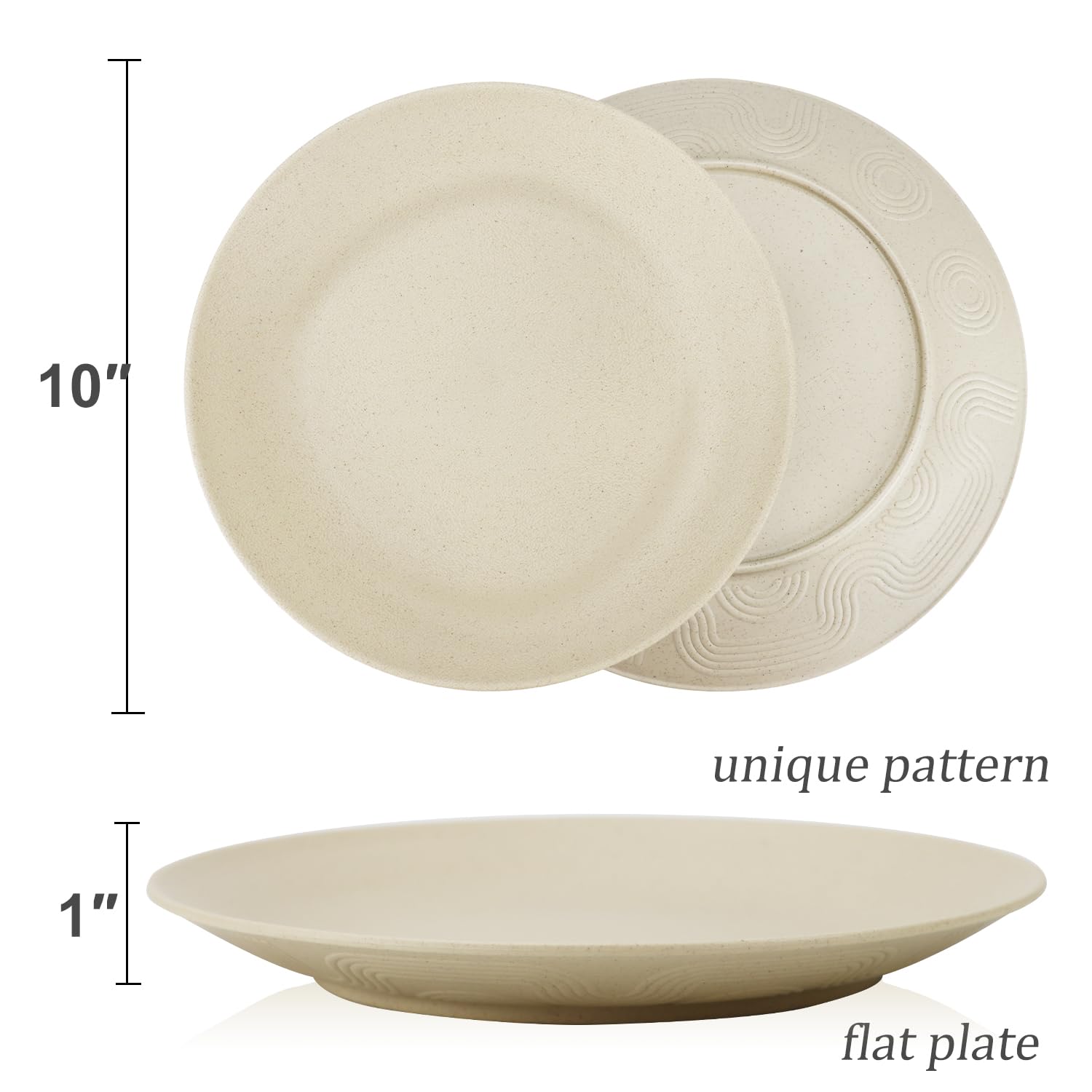 Wrova wheat straw dinner plate back-pattern adds decorative touch to table service.