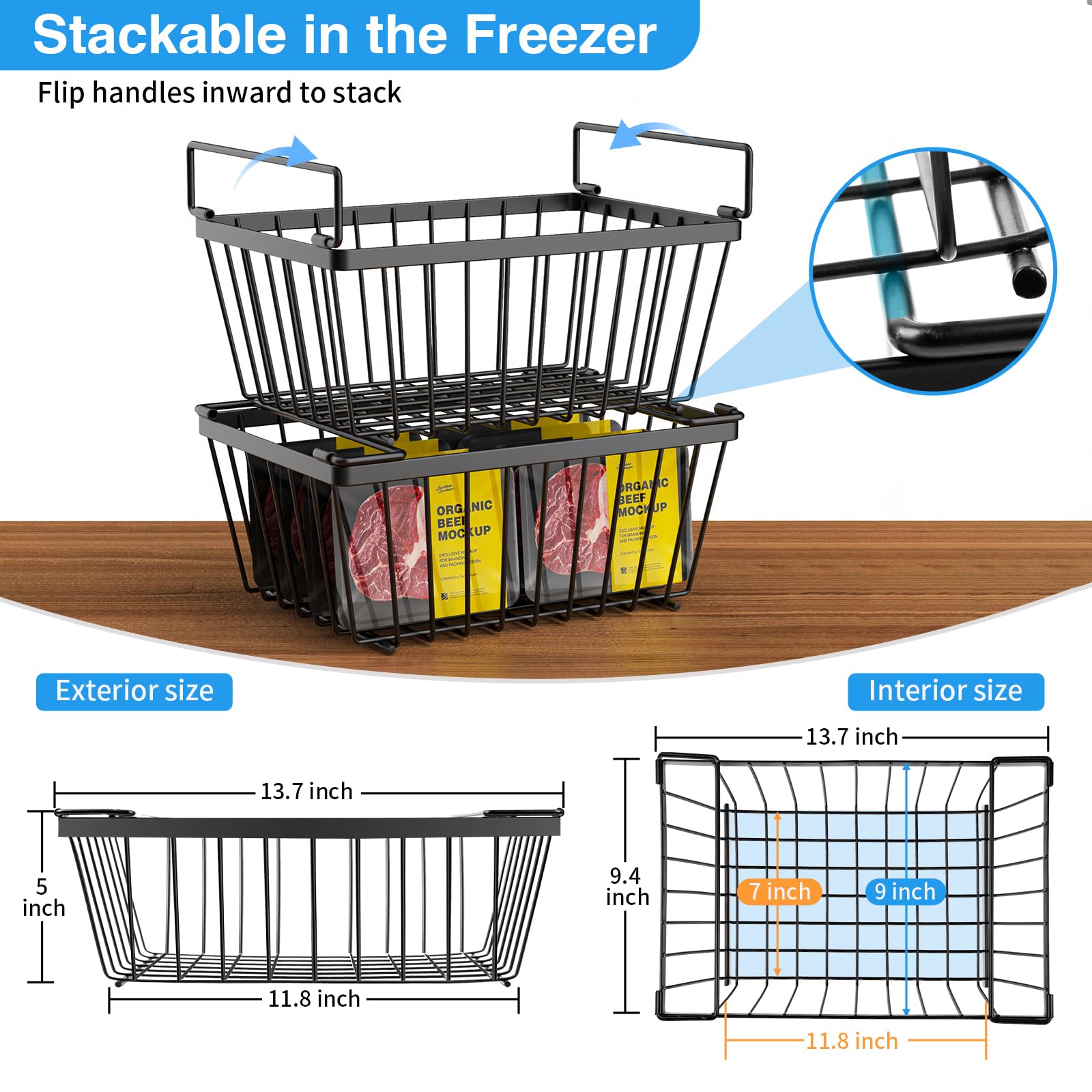 Wrrlors stackable freezer baskets maximize vertical storage