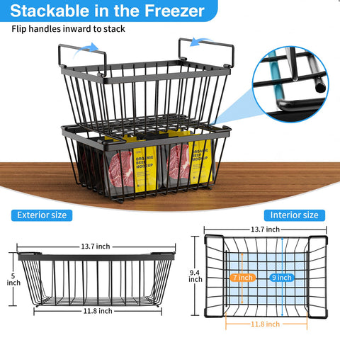 Wrrlors stackable freezer baskets maximize vertical storage