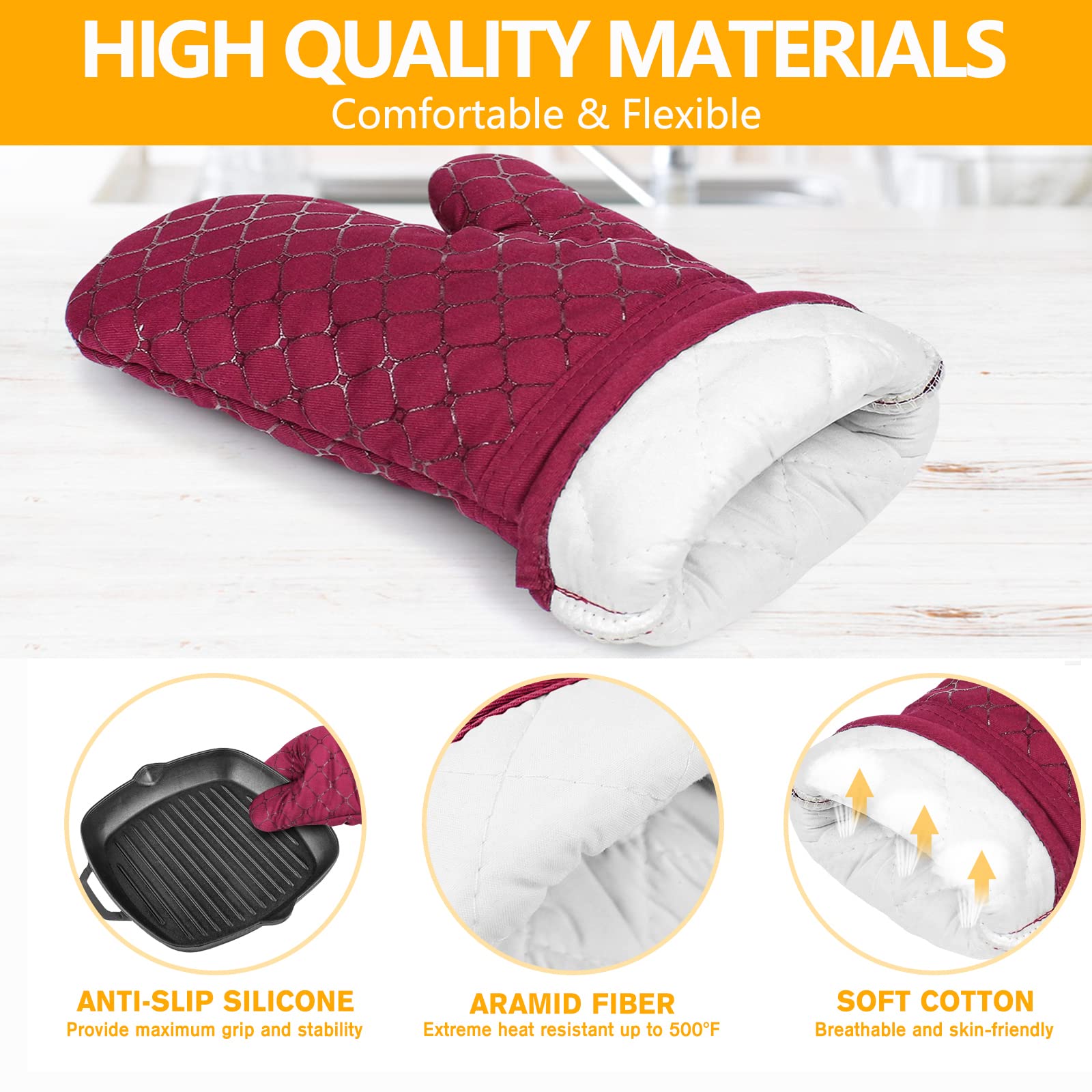 Wsedor pot holders with non-slip silicone grip keep pots secure.