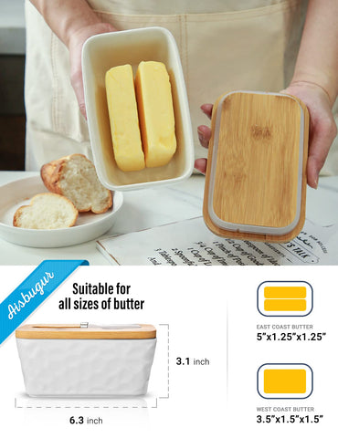 wtisan butter dish with knife in lid, easy spreading at hand