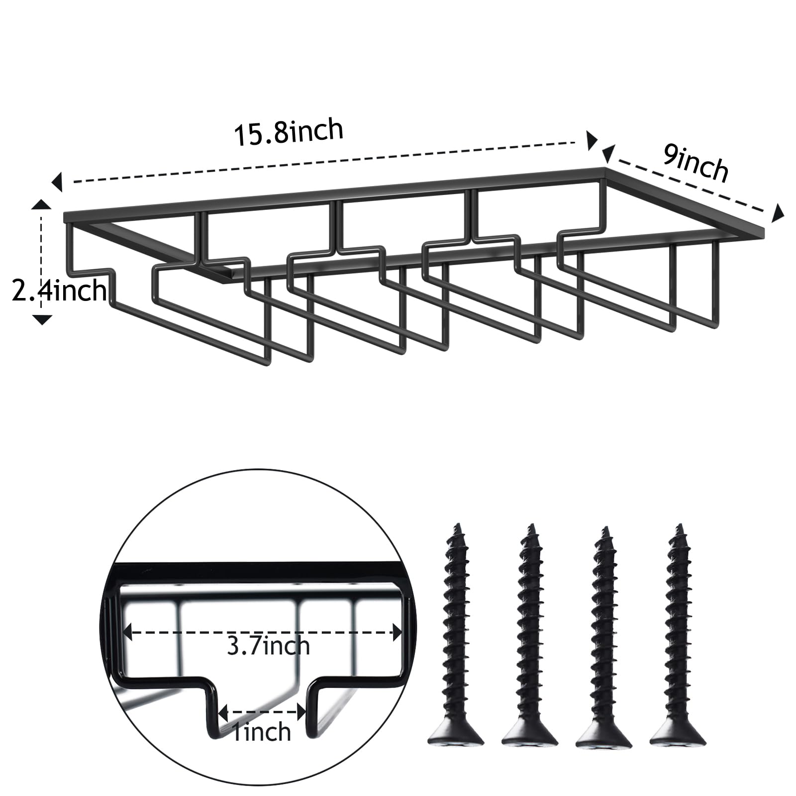 Wtiujhg four-row stemware rack fits most cabinets and glass sizes