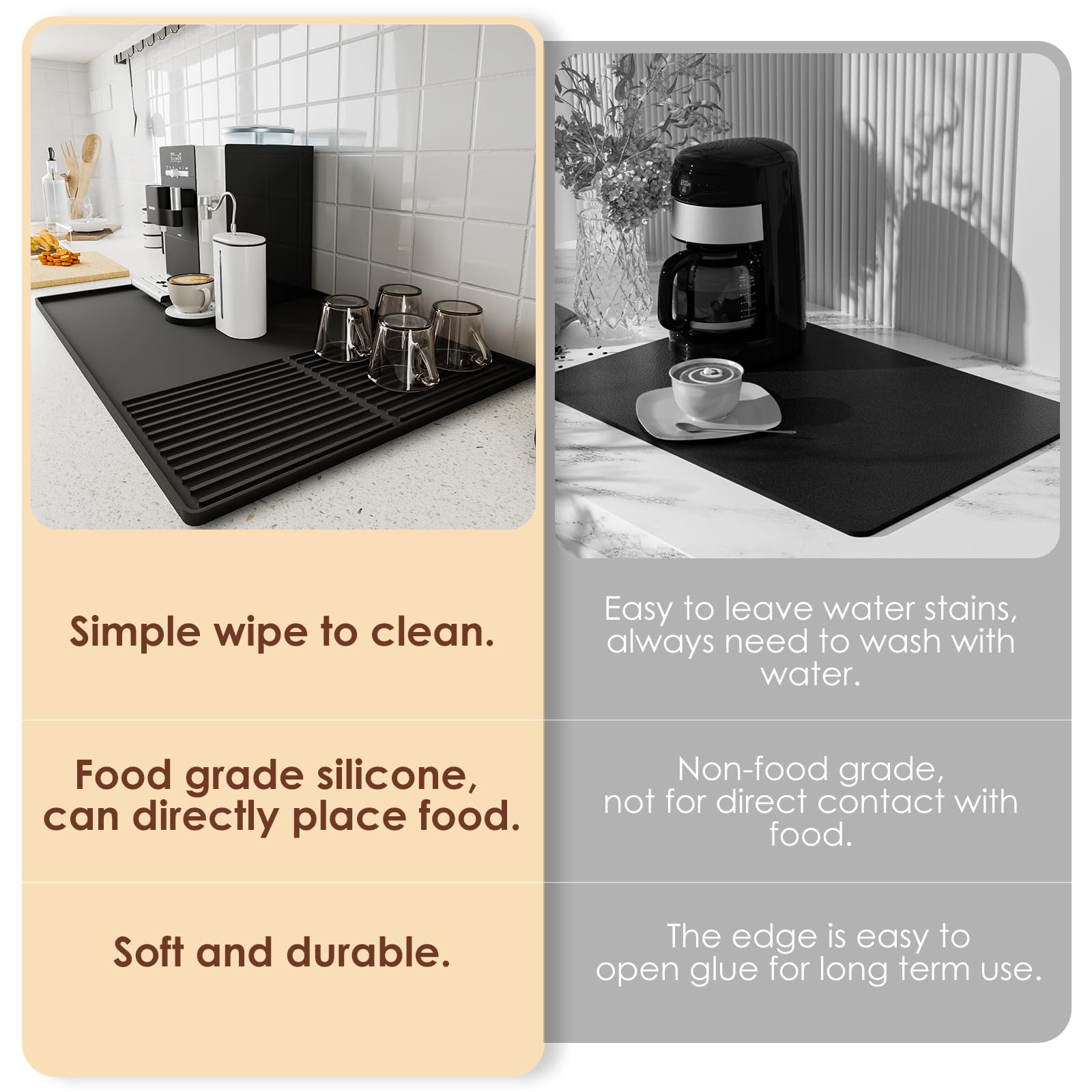 WUDIALIEN silicone coffee mat easy to wipe or rinse for quick cleaning