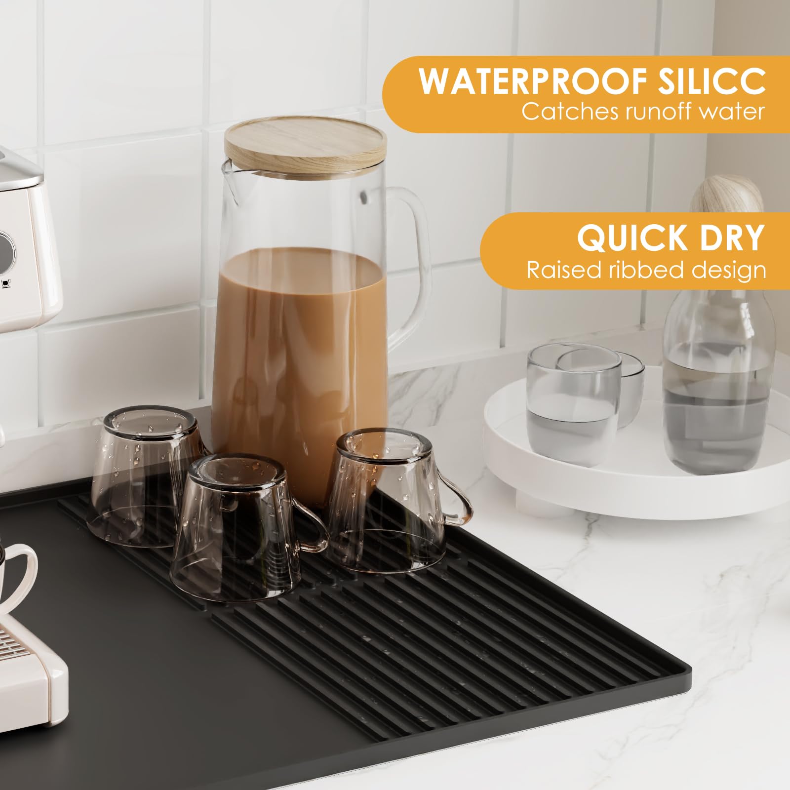 WUDIALIEN silicone coffee mat reduces desk noise during machine operation