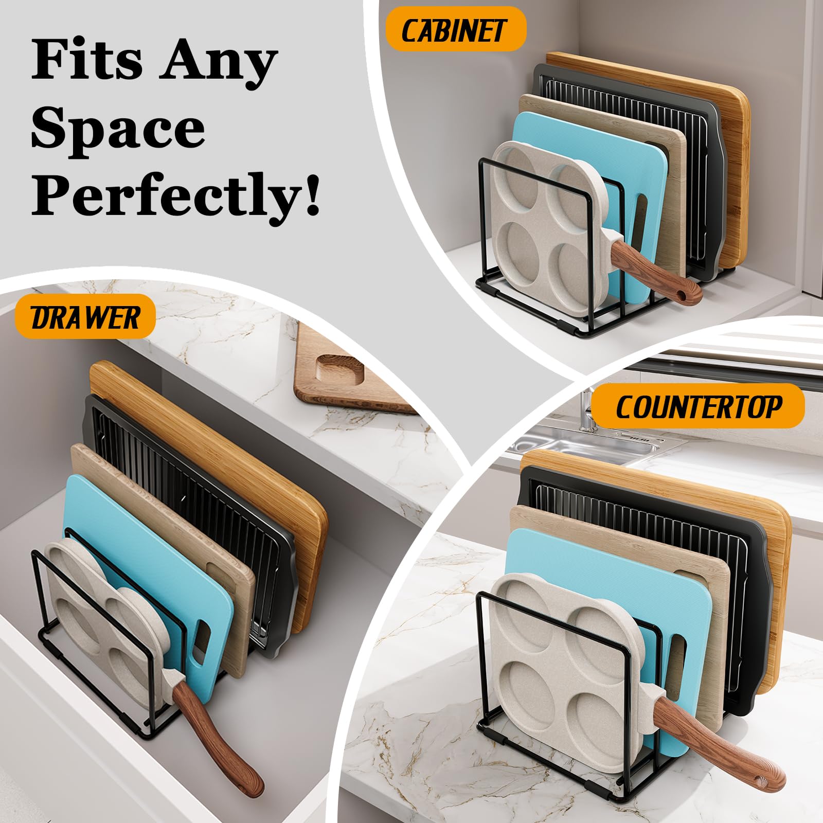 WUGEUSCH compact rack fits drawers, cabinets, or countertops for flexible storage