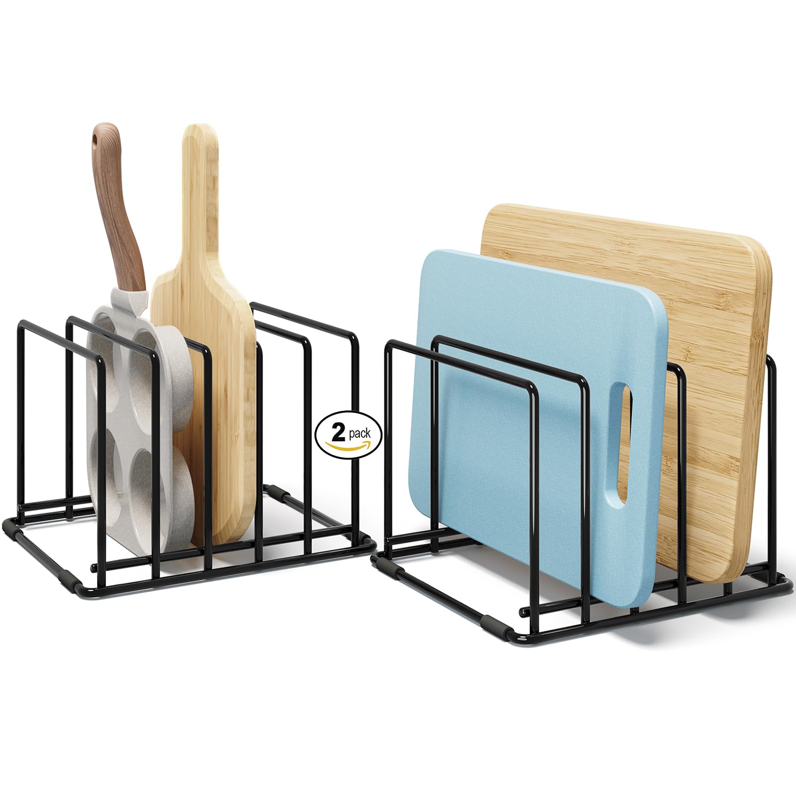 WUGEUSCH space-saving rack with 5 slots keeps thin pans within reach for easy prep