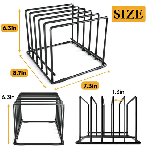 WUGEUSCH 1.3-inch slot securely fits thin pans and cutting boards.