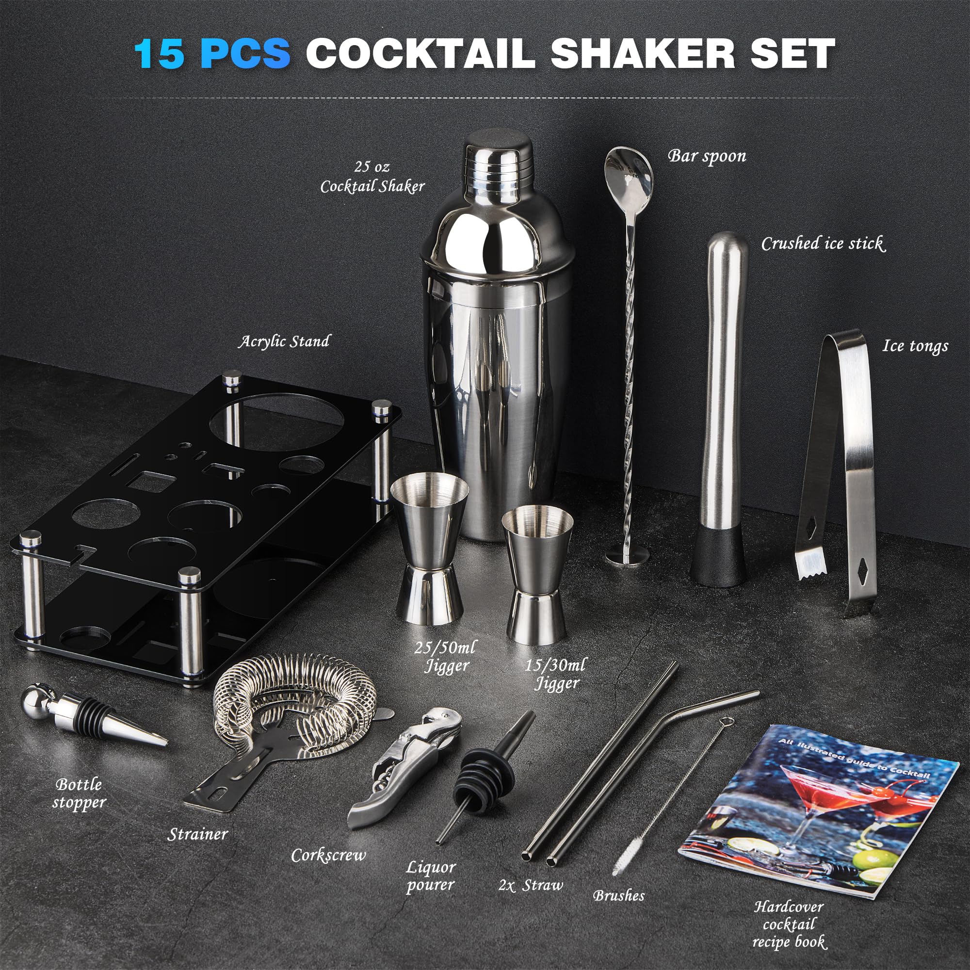 Wukuna bar tools including jigger, strainer, and spoon for precise mixing