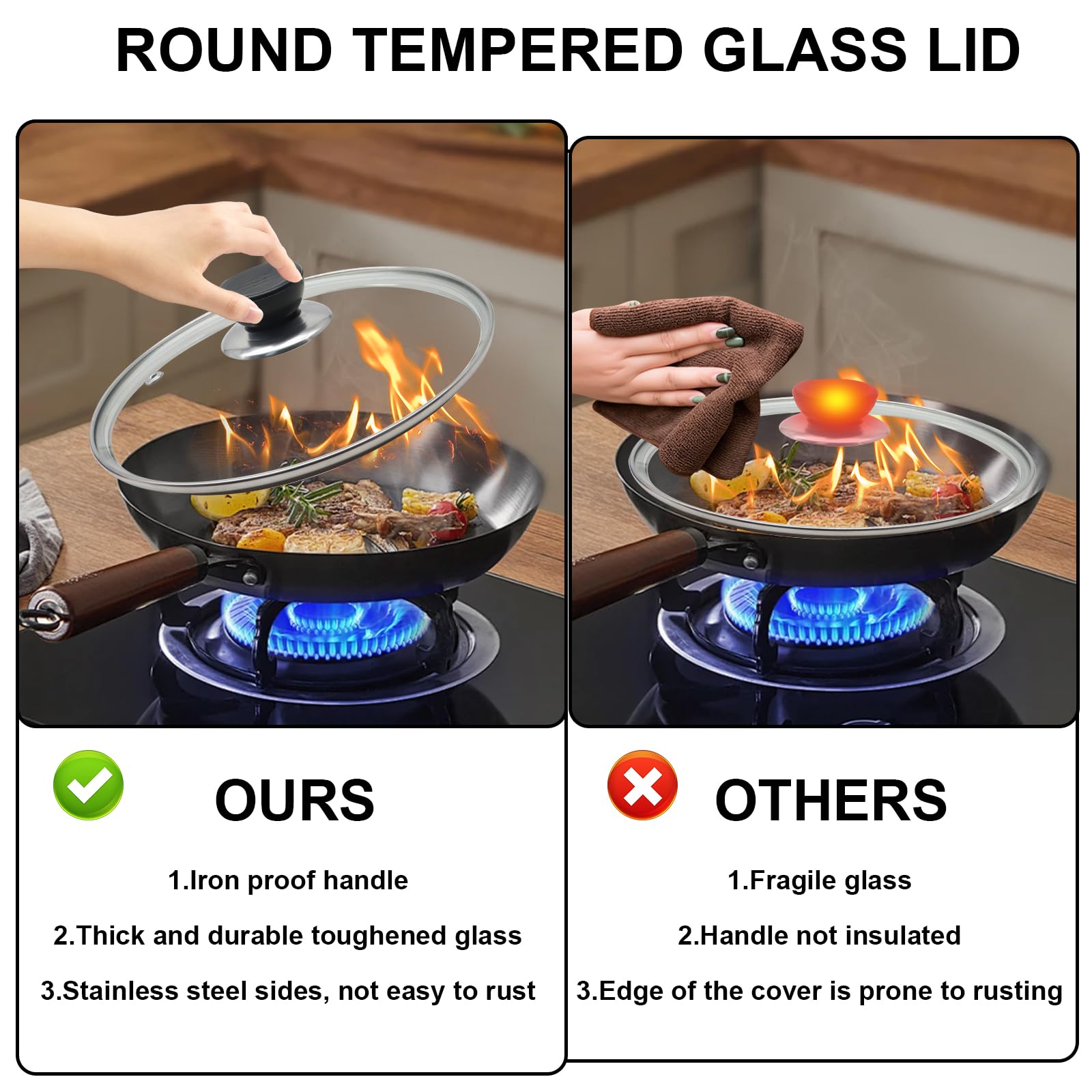 Wulitaotao universal-fit lid secures pots, pans, and skillets