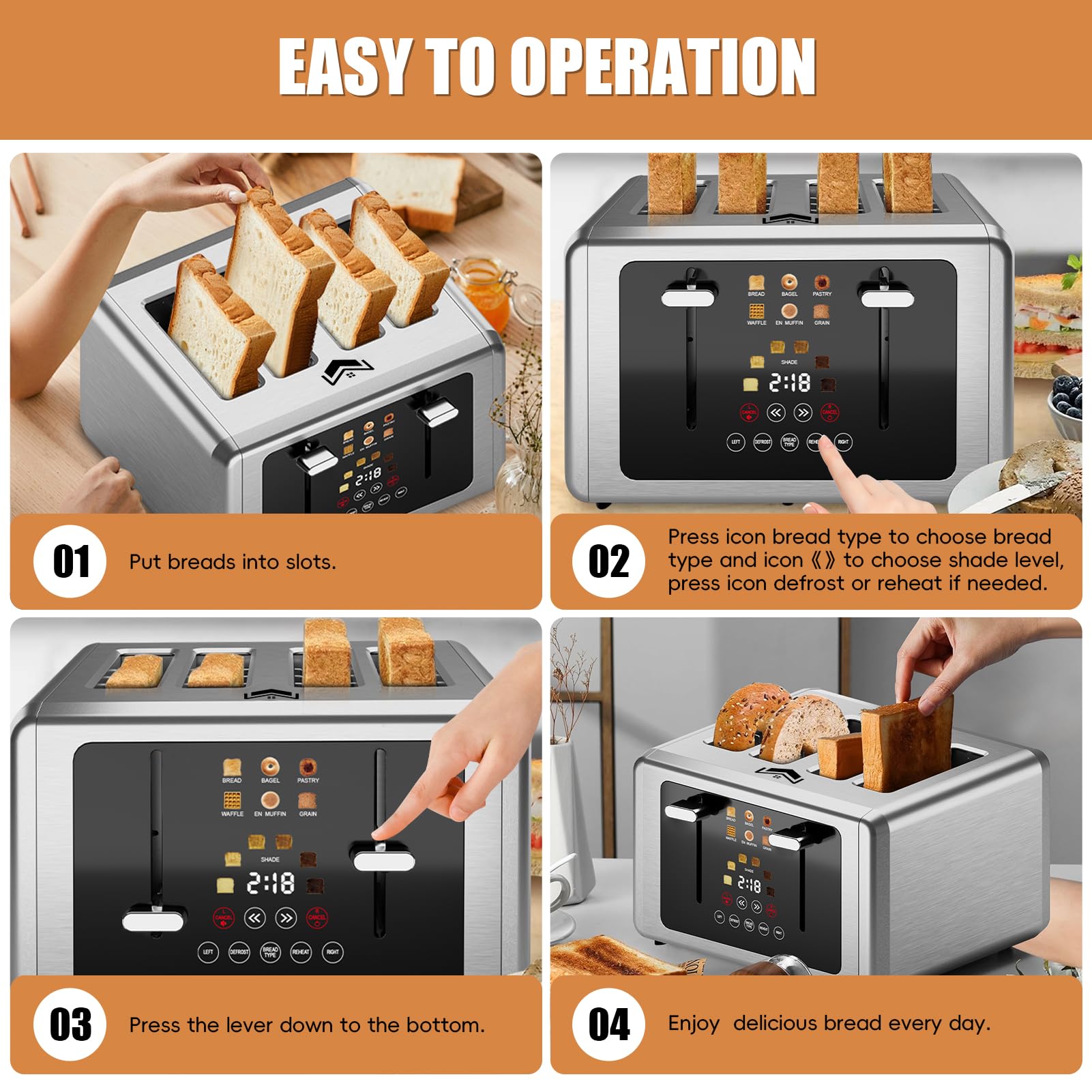 WUNLY removable crumb tray for easy cleaning and kitchen upkeep