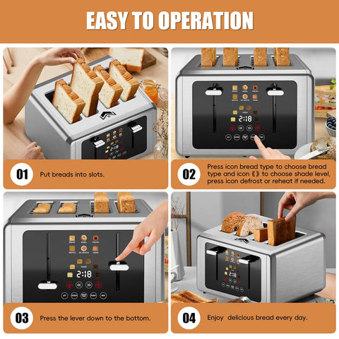 WUNLY 4-Slice Toaster crumb tray for easy cleaning after use.