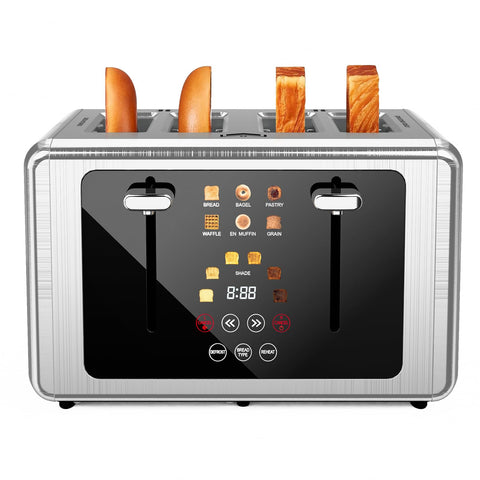 WUNLY 4-Slice Toaster touchscreen interface for precise browning control.