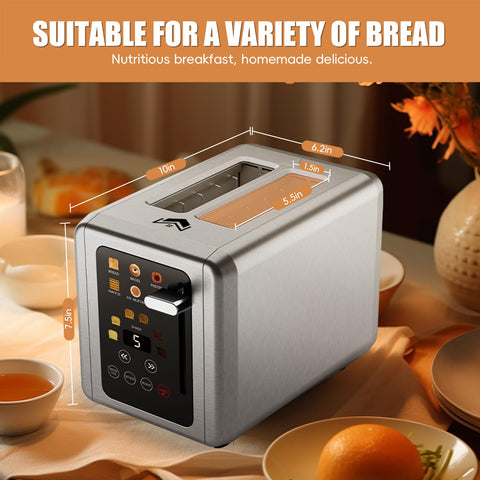 WUNLY extra-wide slots fit thick bread and bagels