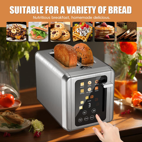 WUNLY touchscreen toaster 6 shade settings offer tailored browning.