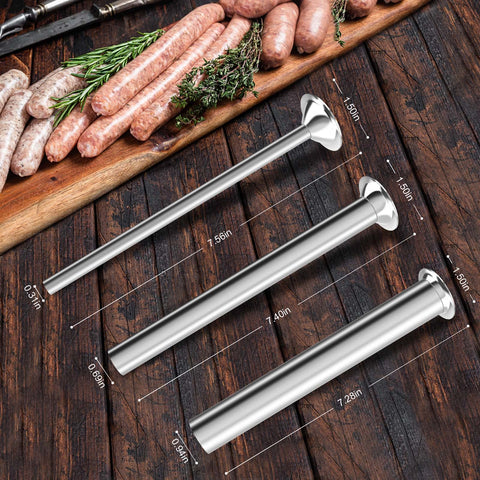 Wutfly stainless steel sausage tube 10mm guides precise stuffing for uniform links.