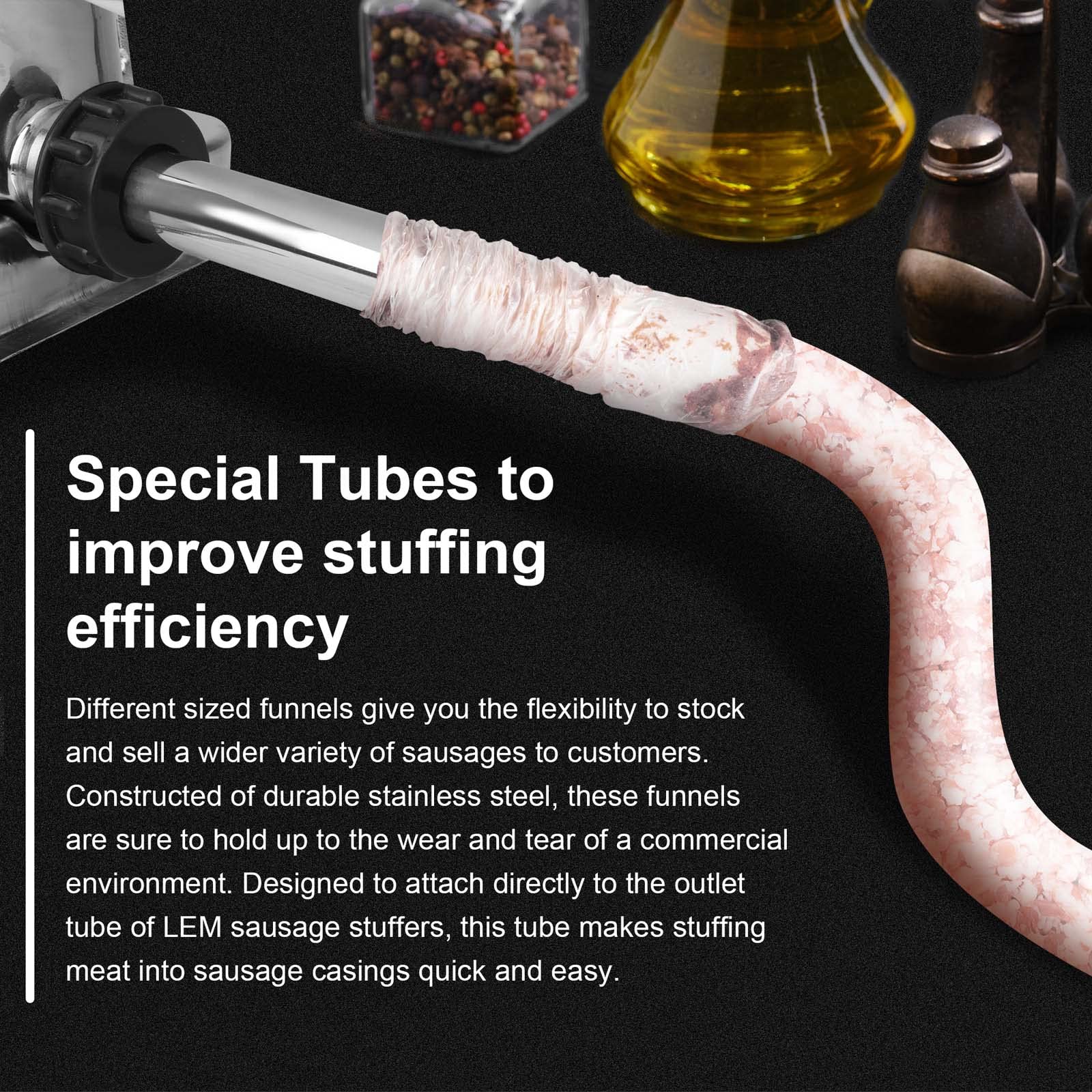 Wutfly 25mm tube creates larger sausages with easy flow.