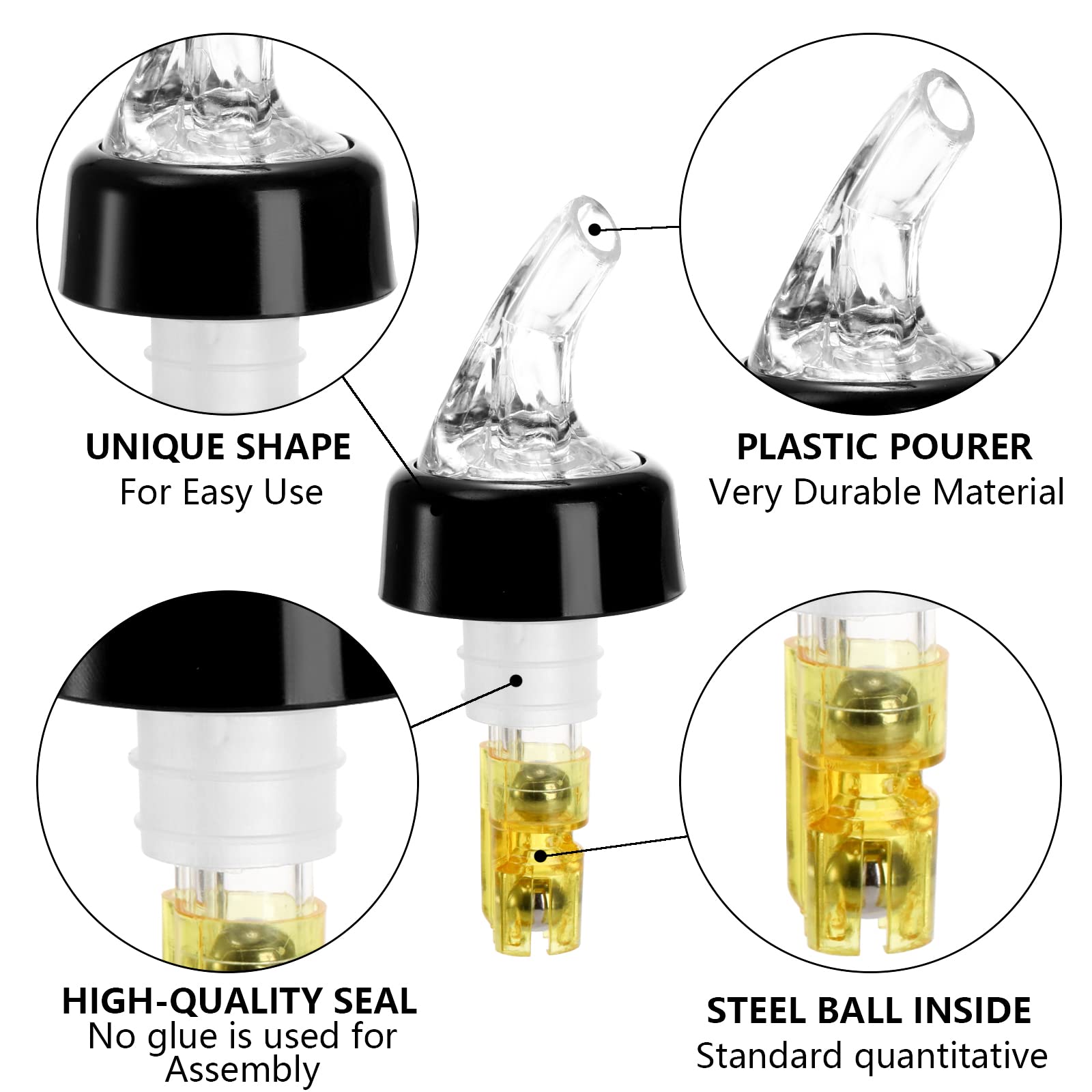 Clear spout with yellow tail helps quick size identification during service.