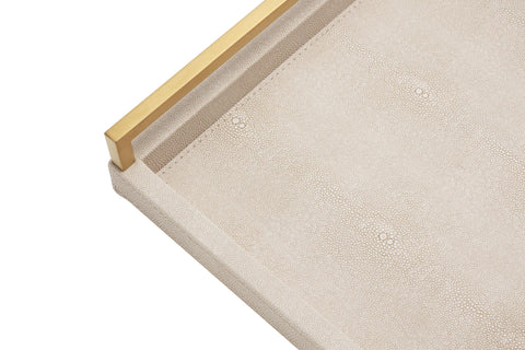 Modern decor vibe with WV Ivory Shagreen Tray in ivory tone
