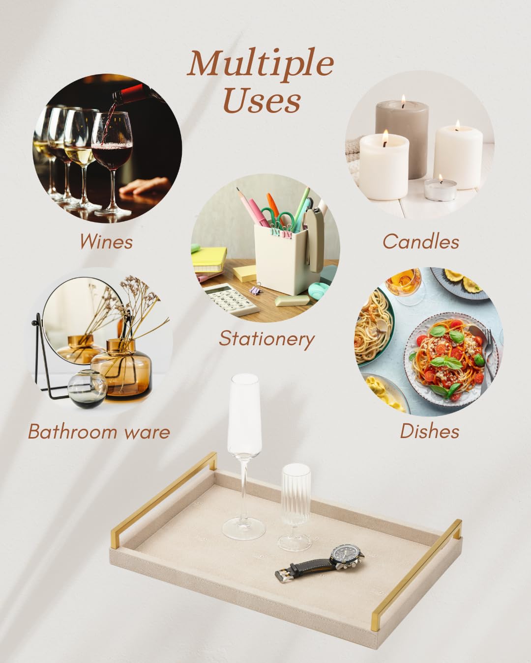 Ottoman tray setup by WV Ivory Shagreen, portable organization