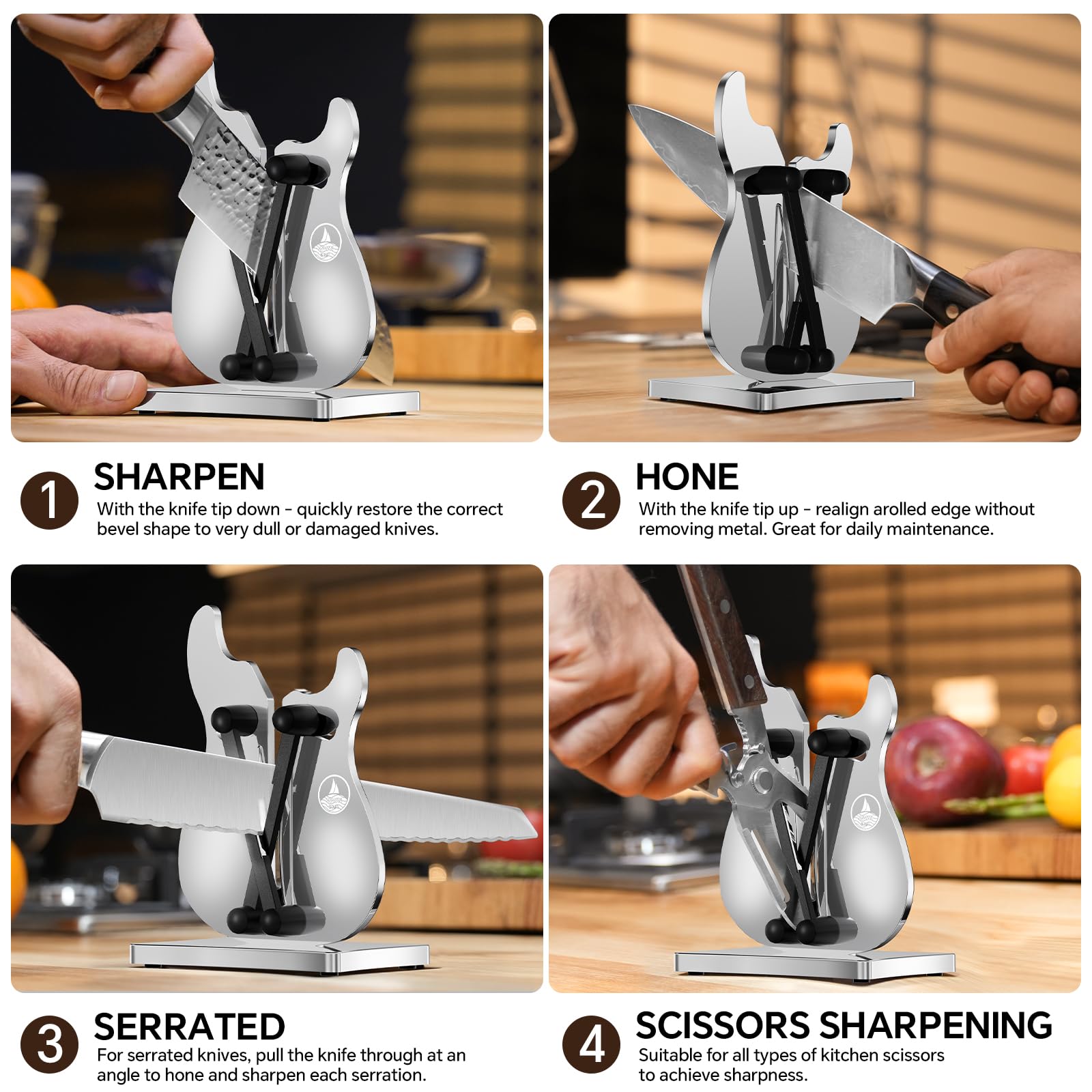 WWN guitar-design sharpener blends style with performance for home chefs