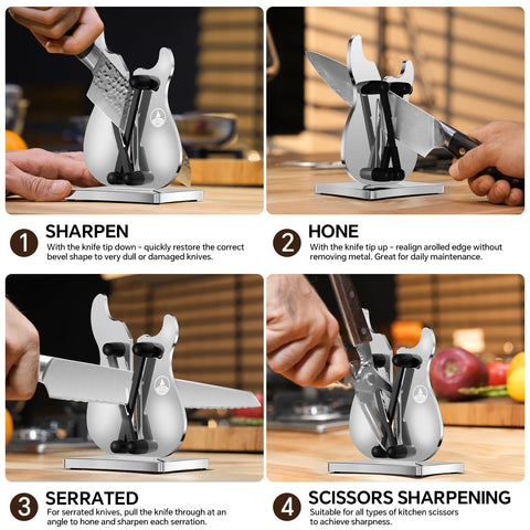 WWN guitar-design sharpener blends style with performance for home chefs