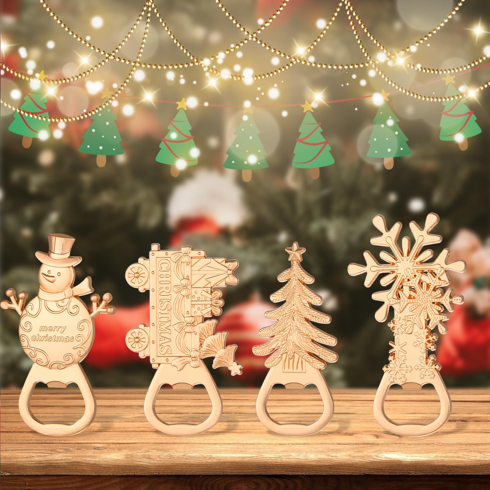 wxfdac 4-in-1 Christmas bottle opener outdoor use; easy to carry for picnics.