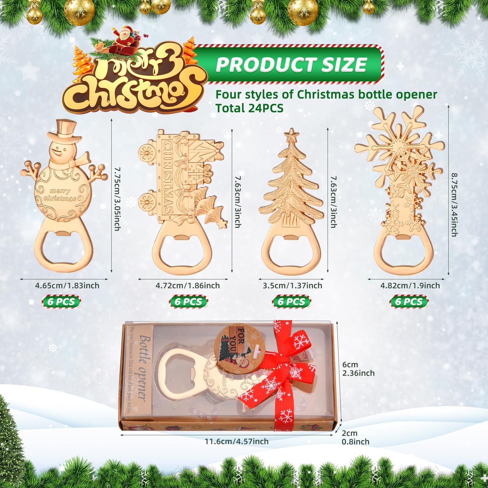 wxfdac 4-in-1 Christmas train bottle opener; compact, practical gift for guests.