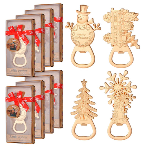 wxfdac 4-in-1 Christmas tree bottle opener; durable metal design for festive gifting.