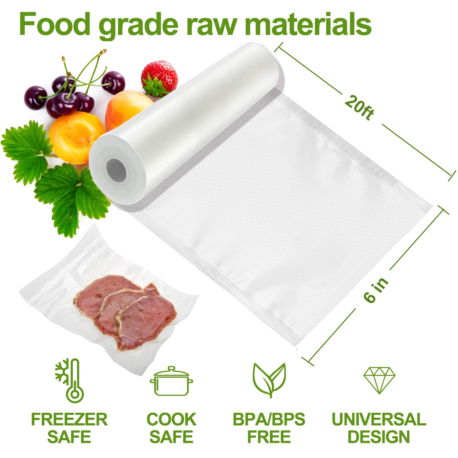 W&Y BPA-free vacuum sealer rolls for safe freezer and sous vide storage