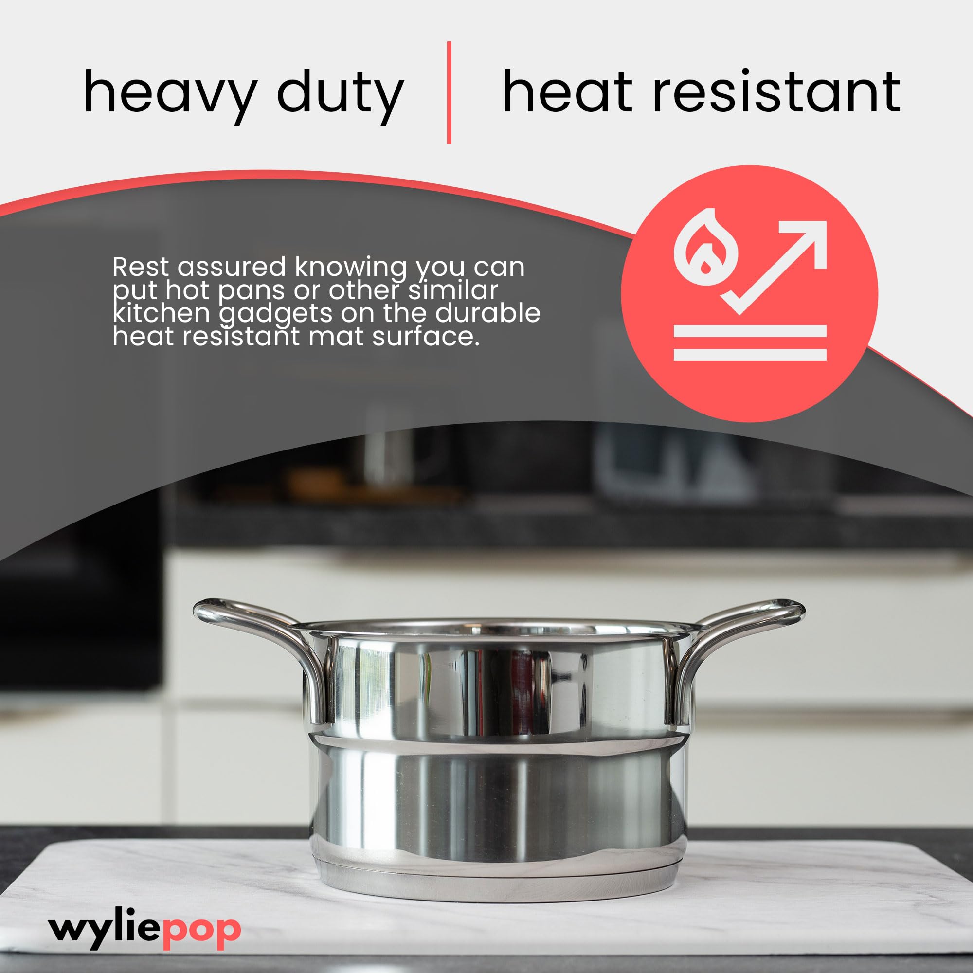 Wyliepop non-slip kitchen mat keeps counters stable during dish-drying.