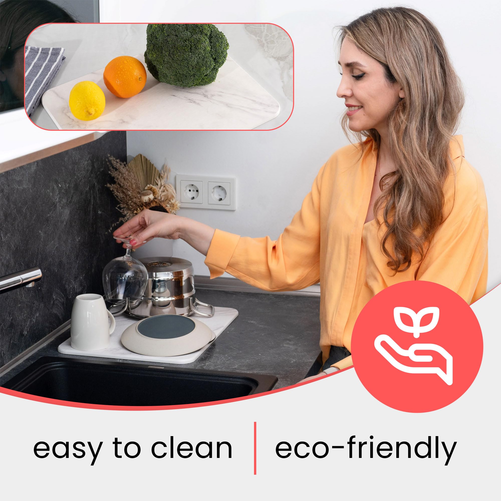 Wyliepop stone drying mat suitable for glassware and utensils.