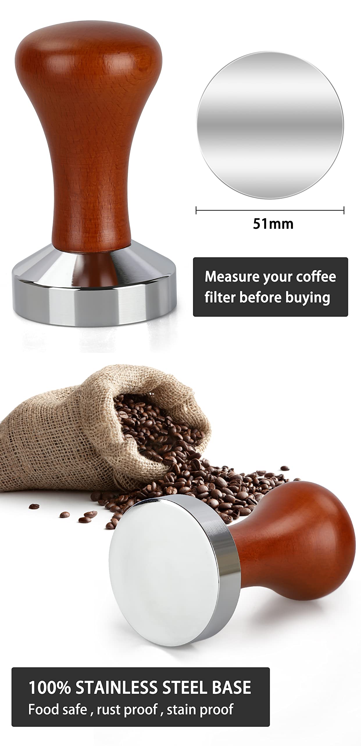 wylosua tamper compact design fits on any counter for easy storage