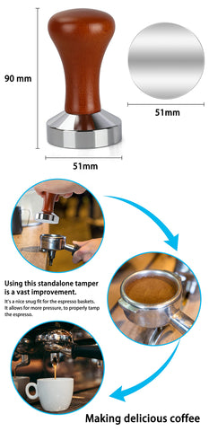 wylosua tamper ergonomic wood handle offers comfortable grip