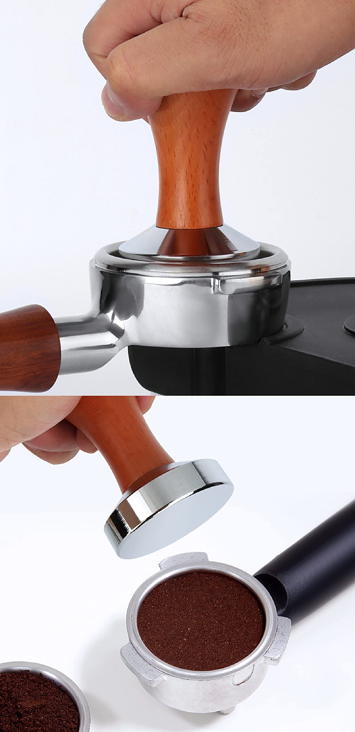 wylosua tamper stainless steel base close-up for flat tamping performance