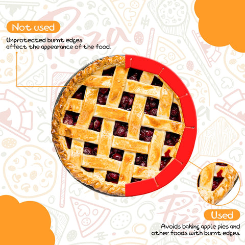 WYMECT red silicone shield provides reusable protection for pies and pizzas.