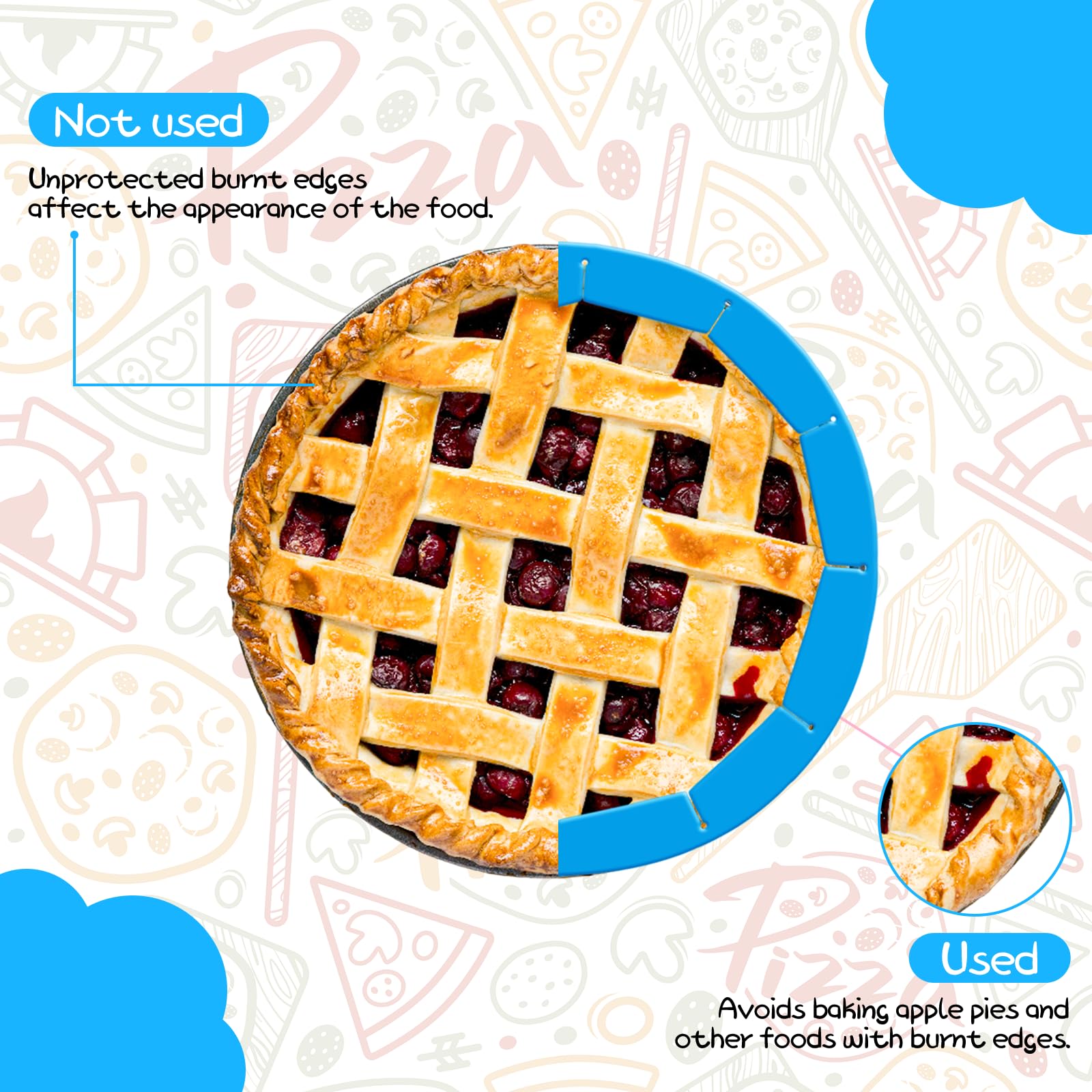 WYMECT reusable pie crust shield blue dishwasher safe