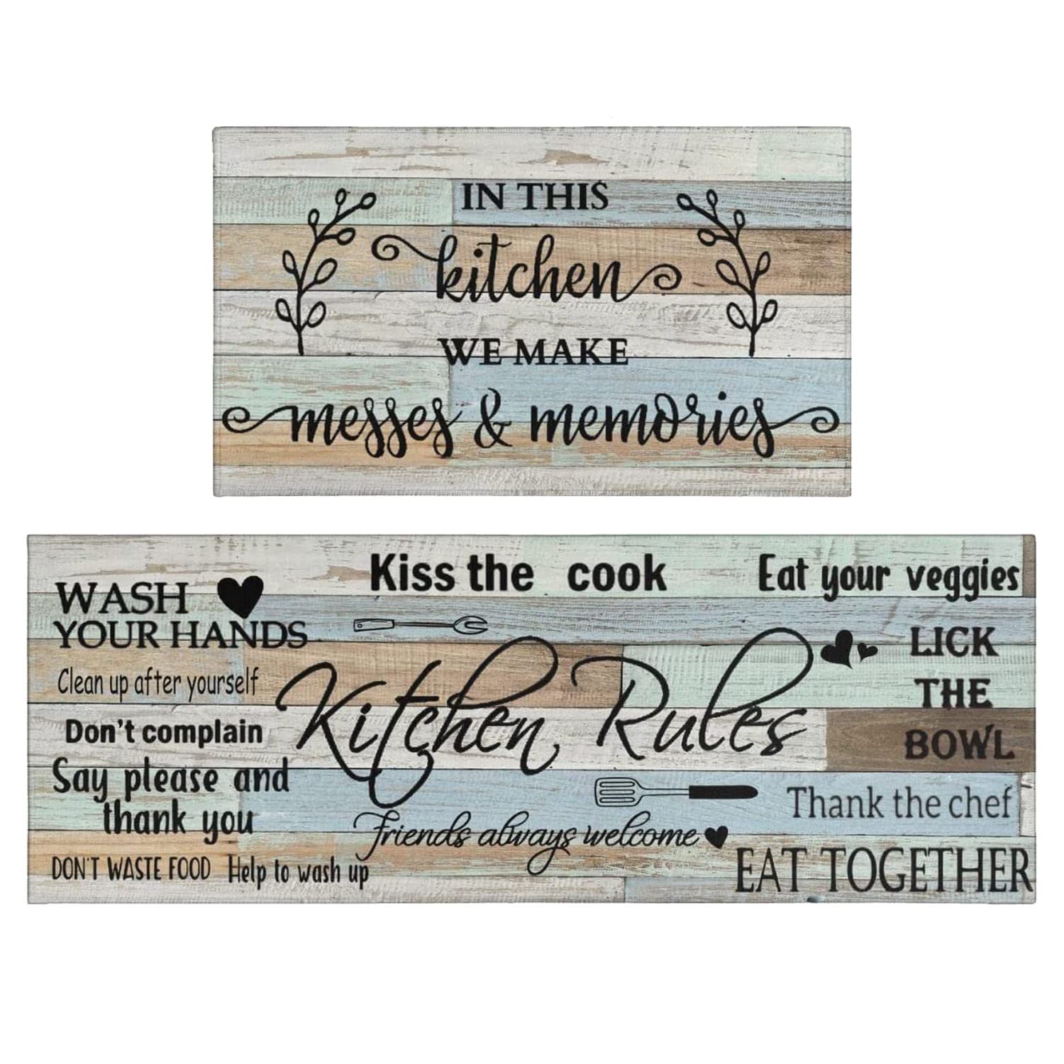 Wyoansfhd farmhouse kitchen rug 17x47 in rustic texture with non slip backing