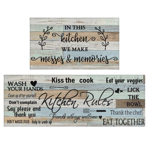 Wyoansfhd farmhouse kitchen rug 17x47 in rustic texture with non slip backing