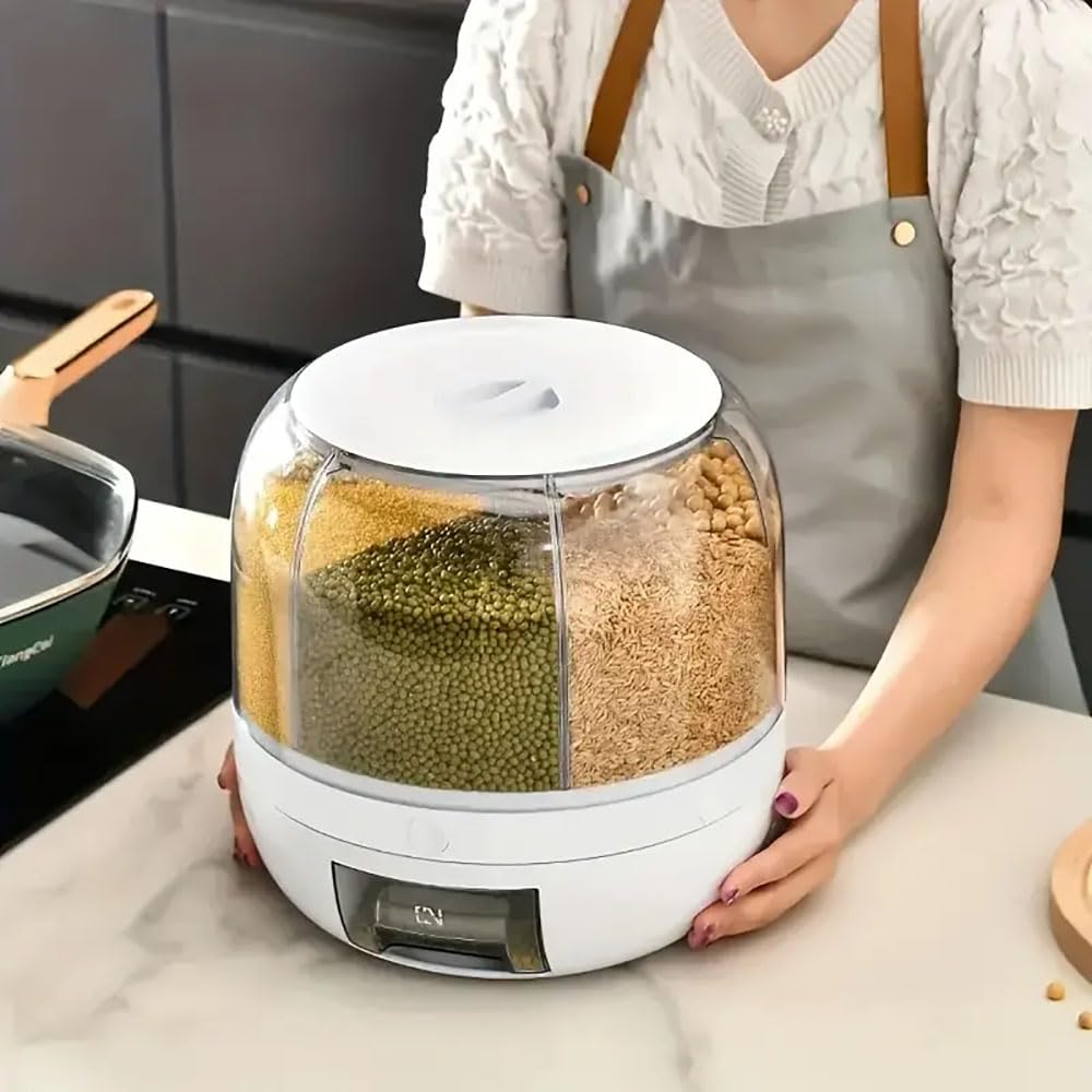WYSYZJJ 360-degree rotation showcases quick access to grains and beans.