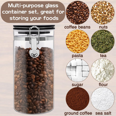 WYTAOHZL labeled storage for beans, sugar, tea on countertop.