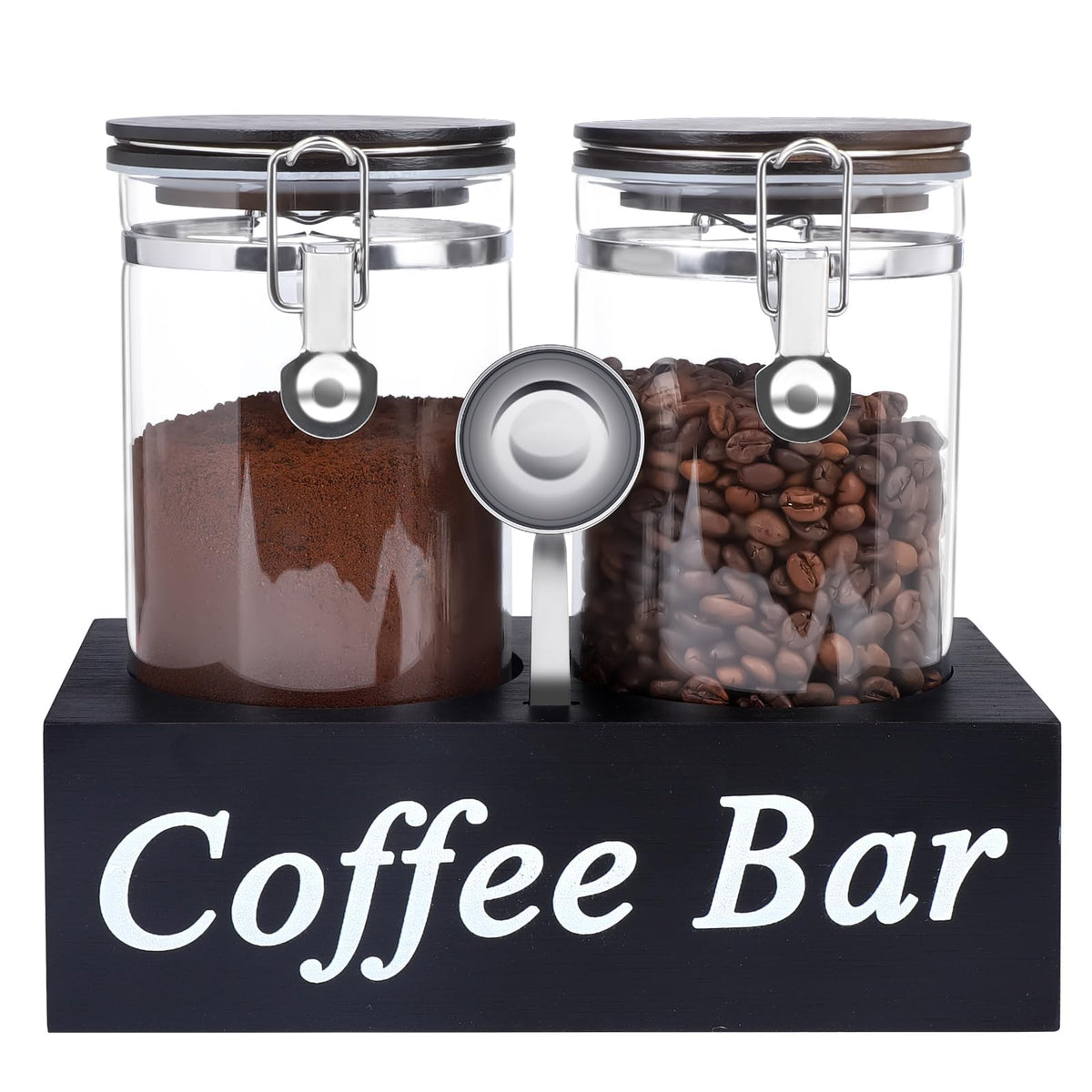 WYTAOHZL coffee containers with shelf, 54 oz jars, organized coffee storage.